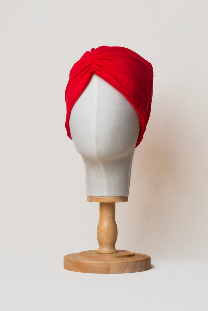 Turbante color rojo en algodón orgánico de Happy Belly