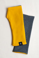 Mitones reversibles de algodón orgánico combinando amarillo y gris