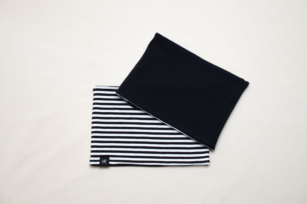 Haramaki infantil reversible: negro & rayas negras de algodón orgánico de Happy Belly