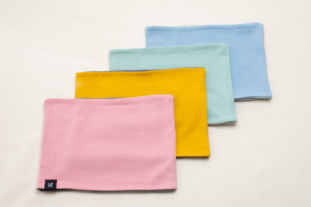 Muestra de colores de Haramaki infantil reversible de algodón orgánico marca Happy Belly