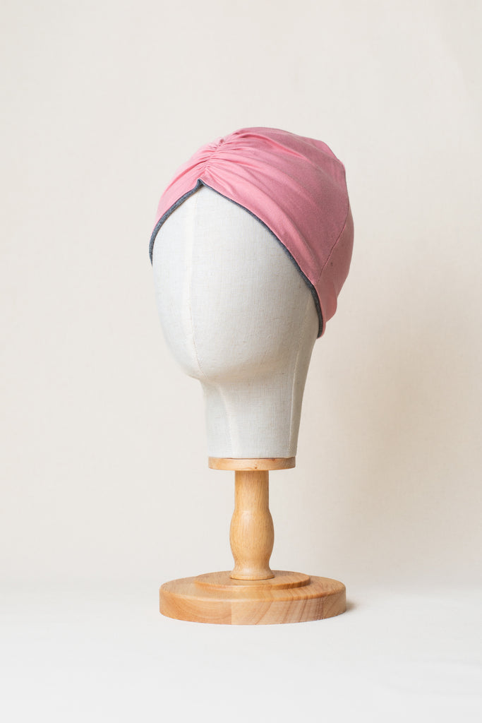 Turbante reversible color rosa en algodón orgánico de Happy Belly